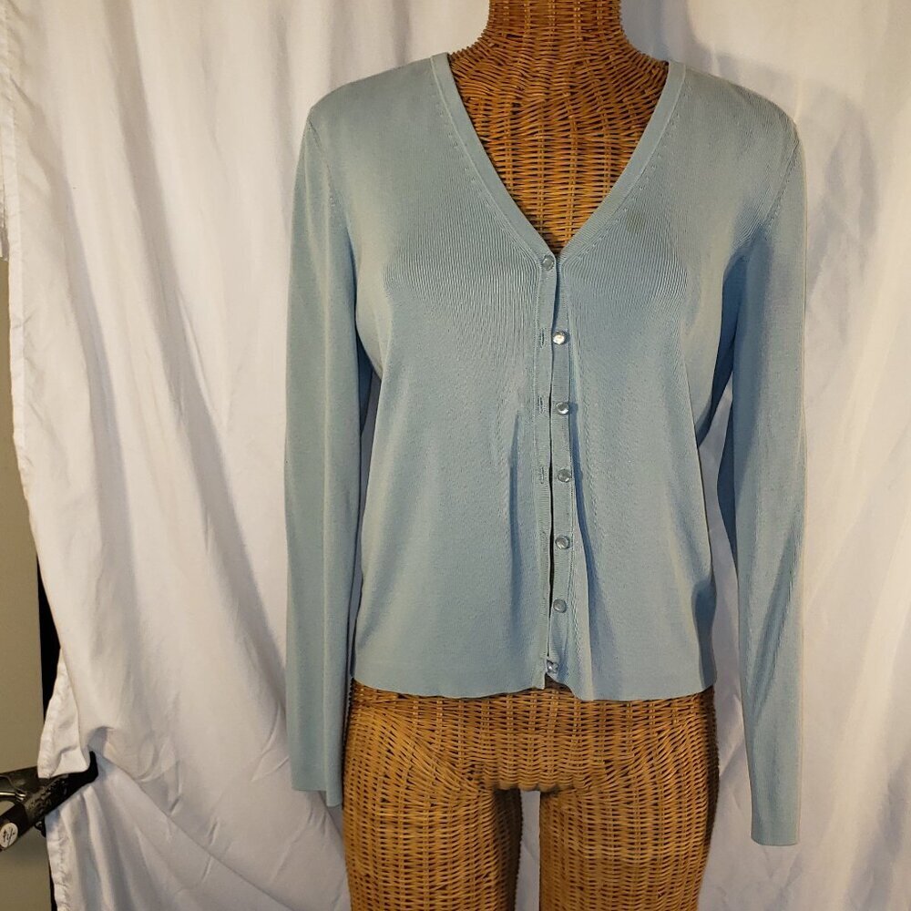 Ann Taylor women's light blue cardigan sweater - M